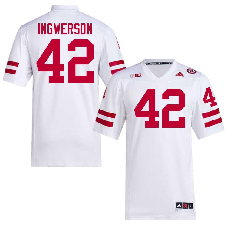 Men #42 Eric Ingwerson Nebraska Cornhuskers College Football Jerseys Stitched Sale-White